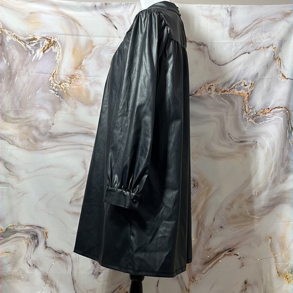 Who What Wear Faux Leather Long Sleeve Turtleneck Dress with Button Closure sz M - Picture 8 of 16